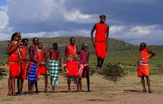 Masai men jumping