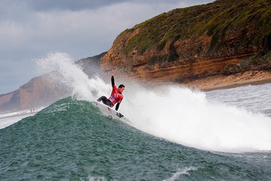 Surfing on Bell&#39;s Beach